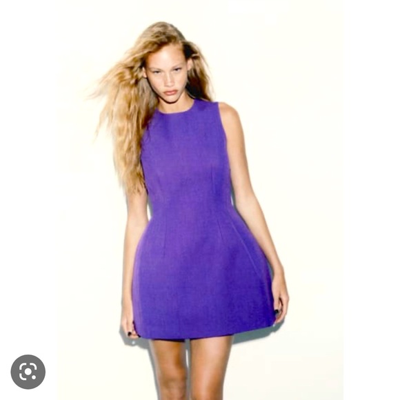 Zara | Dresses | Zara Purple Voluminous Structured Mini Dress | Poshmark